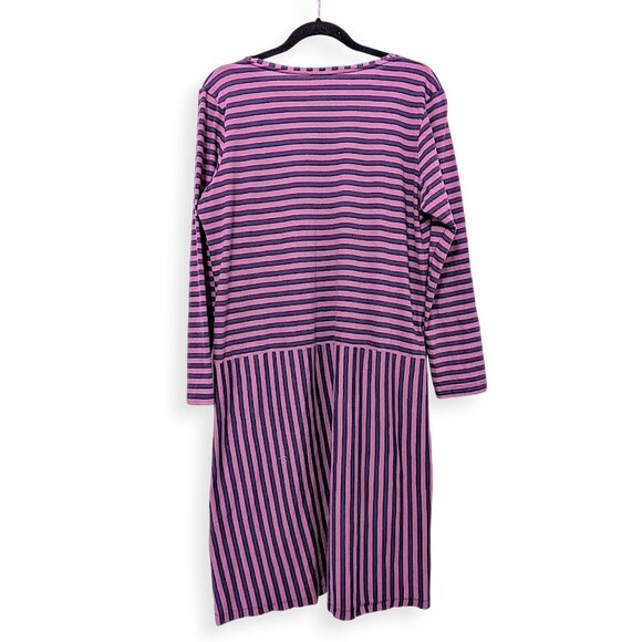 Gudrun Sjoden lilac eggplant striped pocket front artsy folk midi dress  W's L - Picture 4 of 9